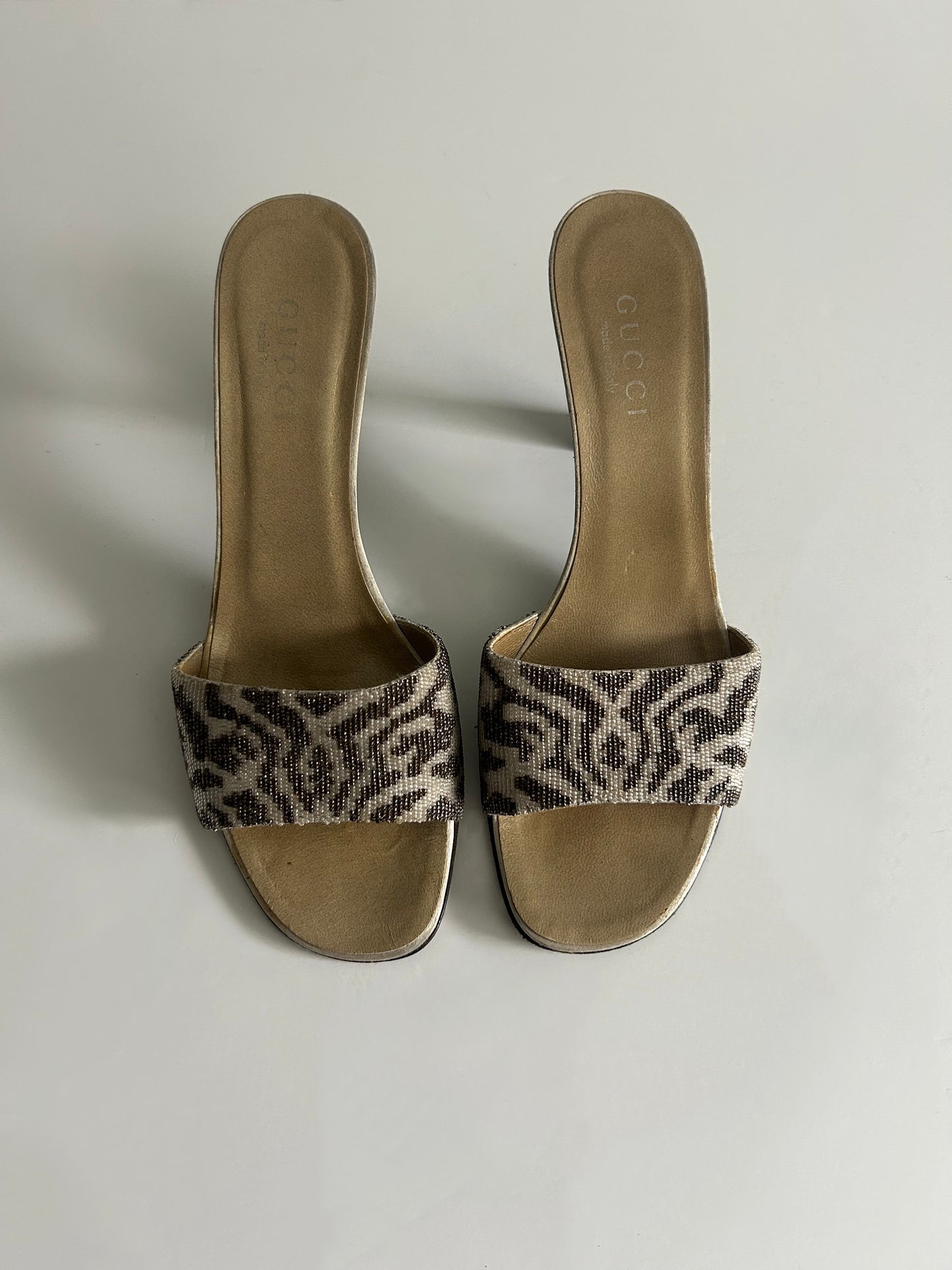 Designer Vintage Gucci Tom Ford Era Beaded Slide Sandals