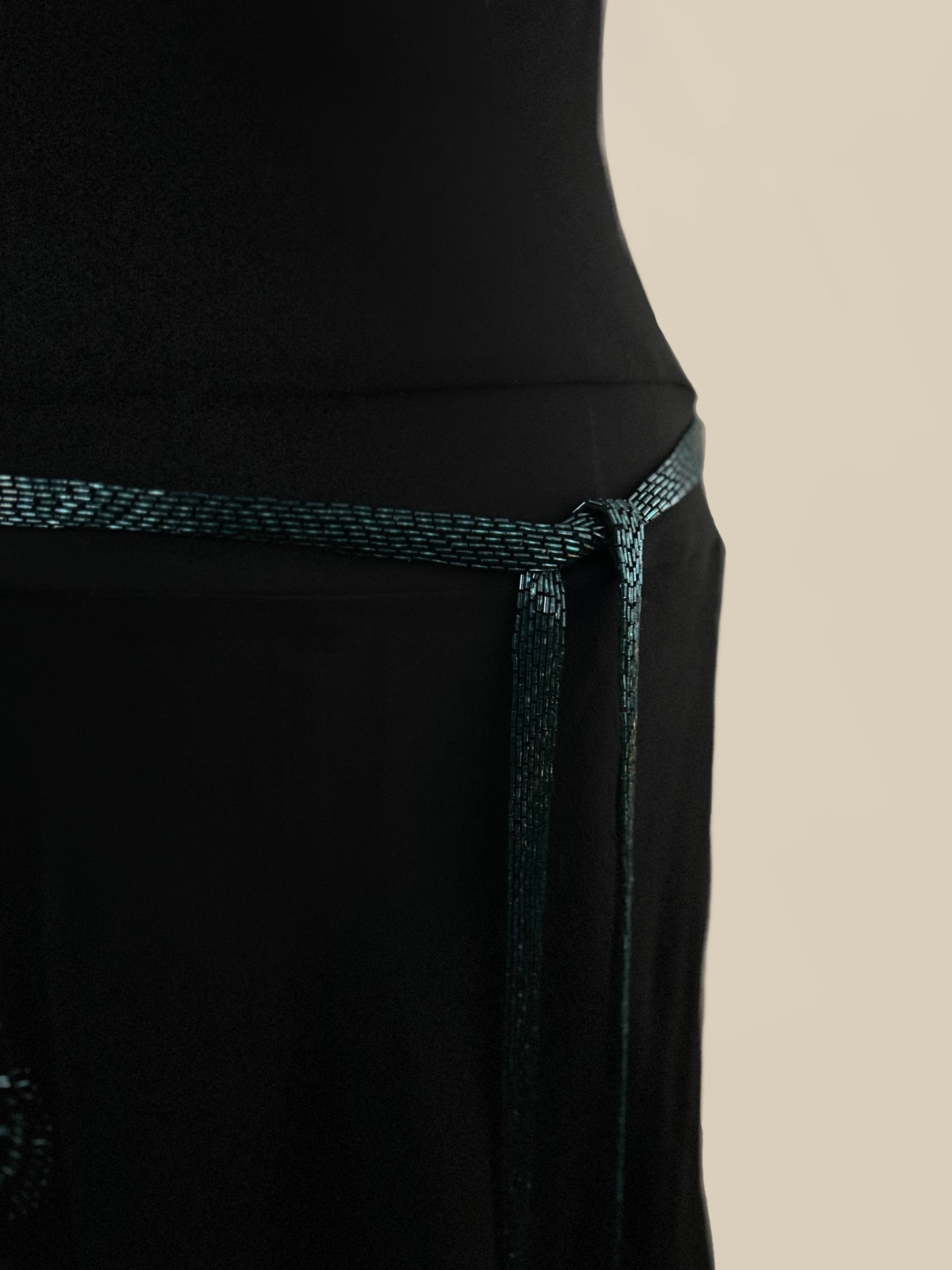 Vintage Black Beaded Slip Dress | Silk | Evening Dress