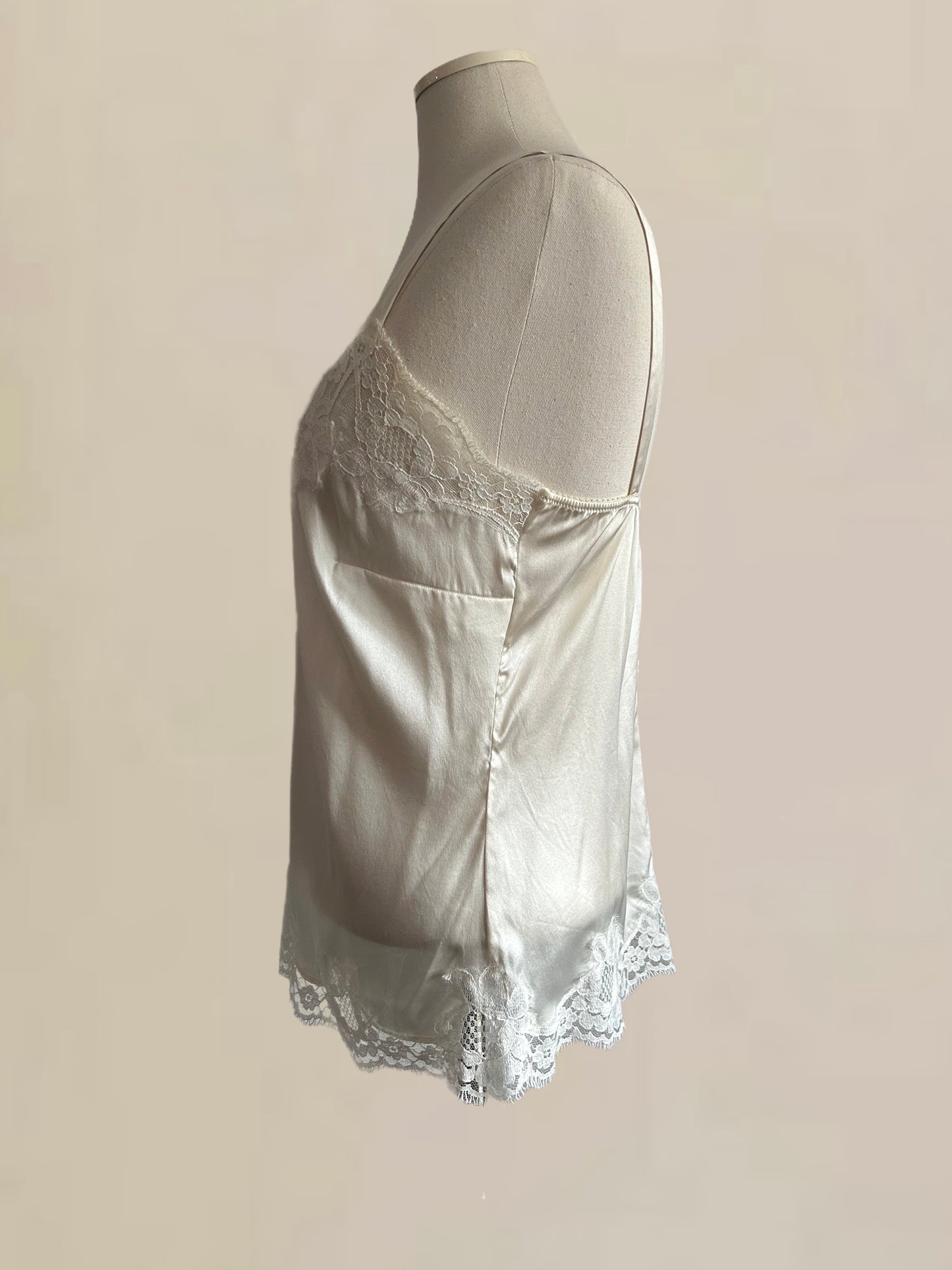 Designer Vintage Dolce & Gabbana White Silk Lace Camisole Top