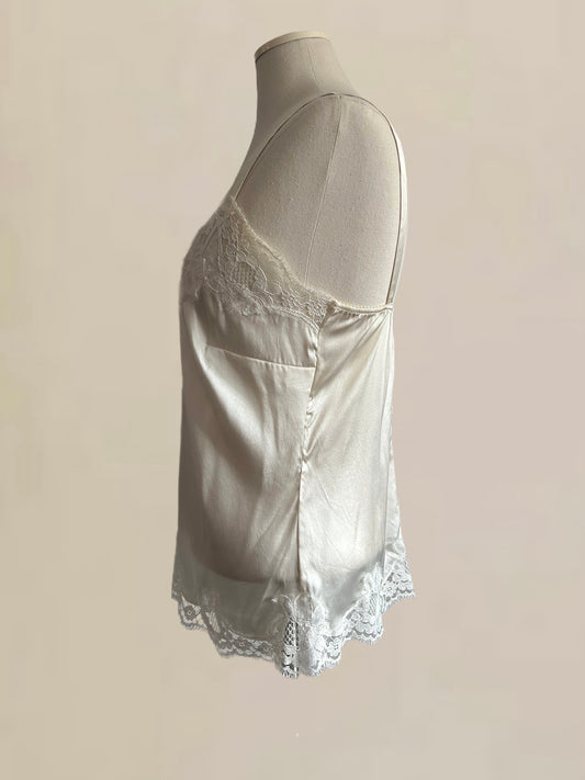 Designer Vintage Dolce & Gabbana White Silk Lace Camisole Top
