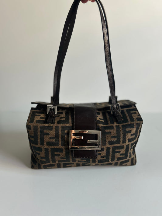 Designer Vintage Fendi Bento Box Zucca Canvas Bag