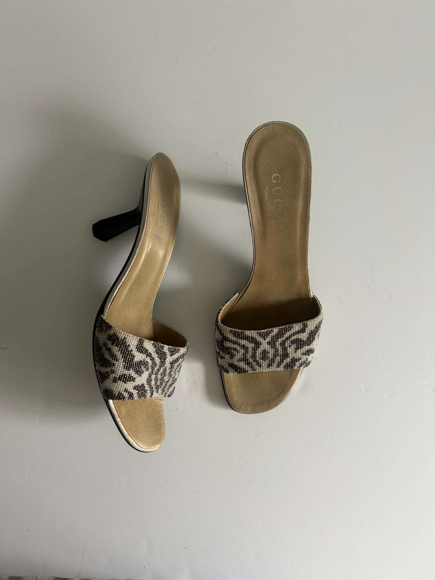 Designer Vintage Gucci Tom Ford Era Beaded Slide Sandals