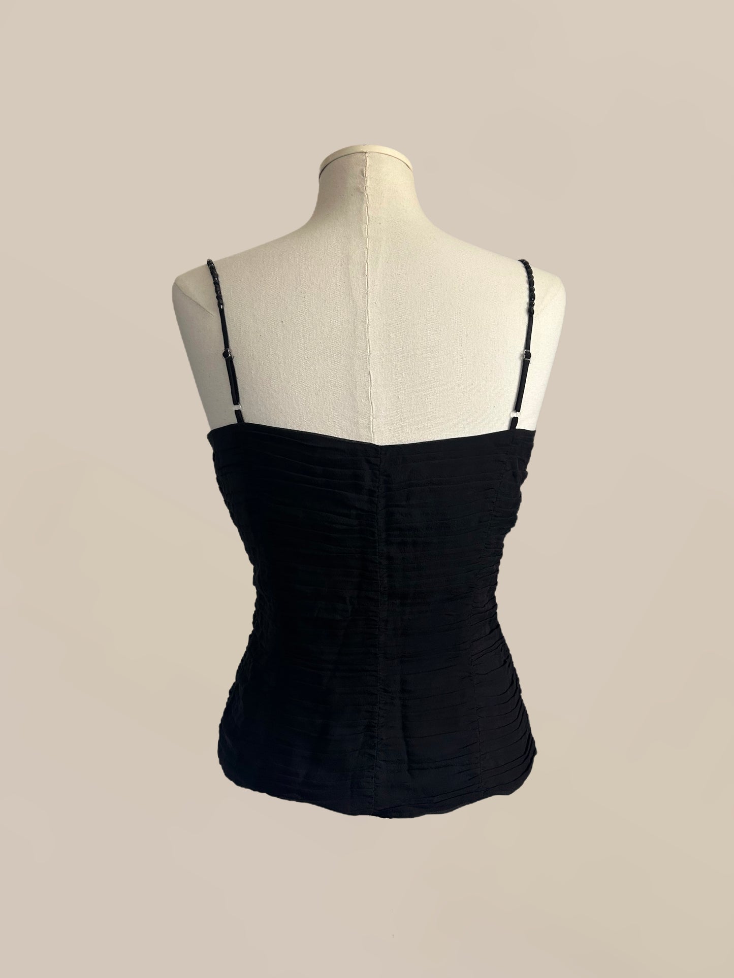 Vintage Bebe Silk Bustier Cami with Beaded Straps | 90s / Y2K Going Out Top