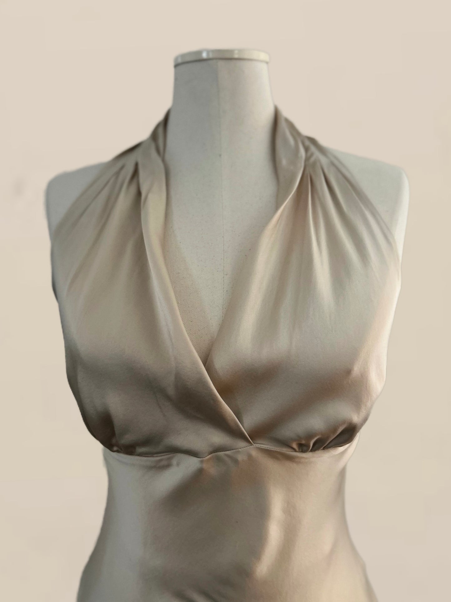 Champagne Silk Halter Top | Bias Cut | Minimalist Evening Top
