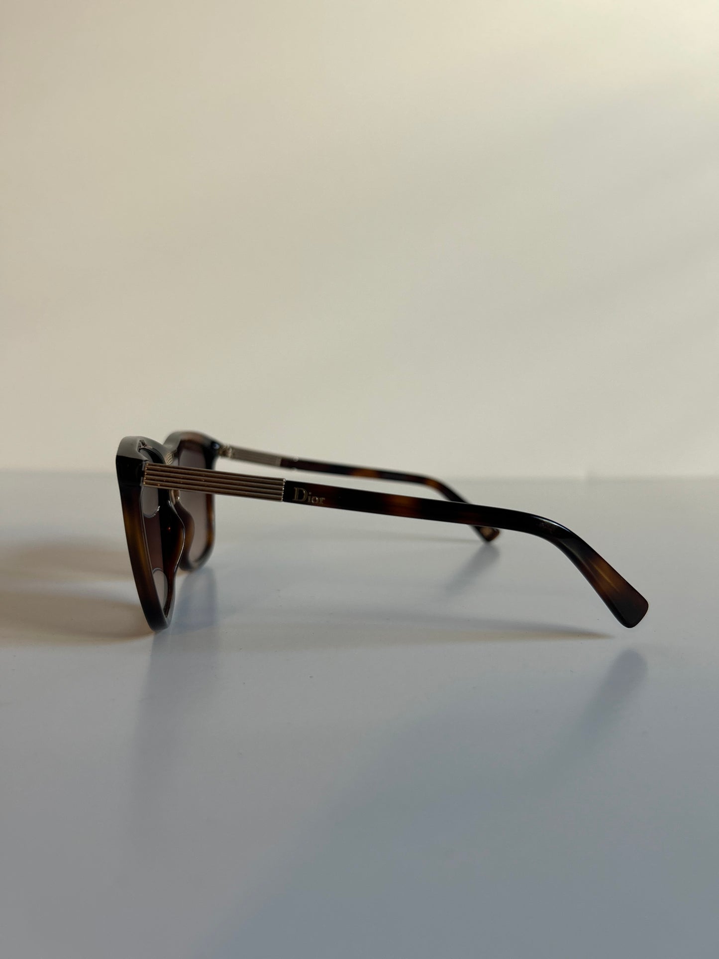 Designer Vintage Dior Tortoiseshell Sunglasses with Gold Hardware Accents