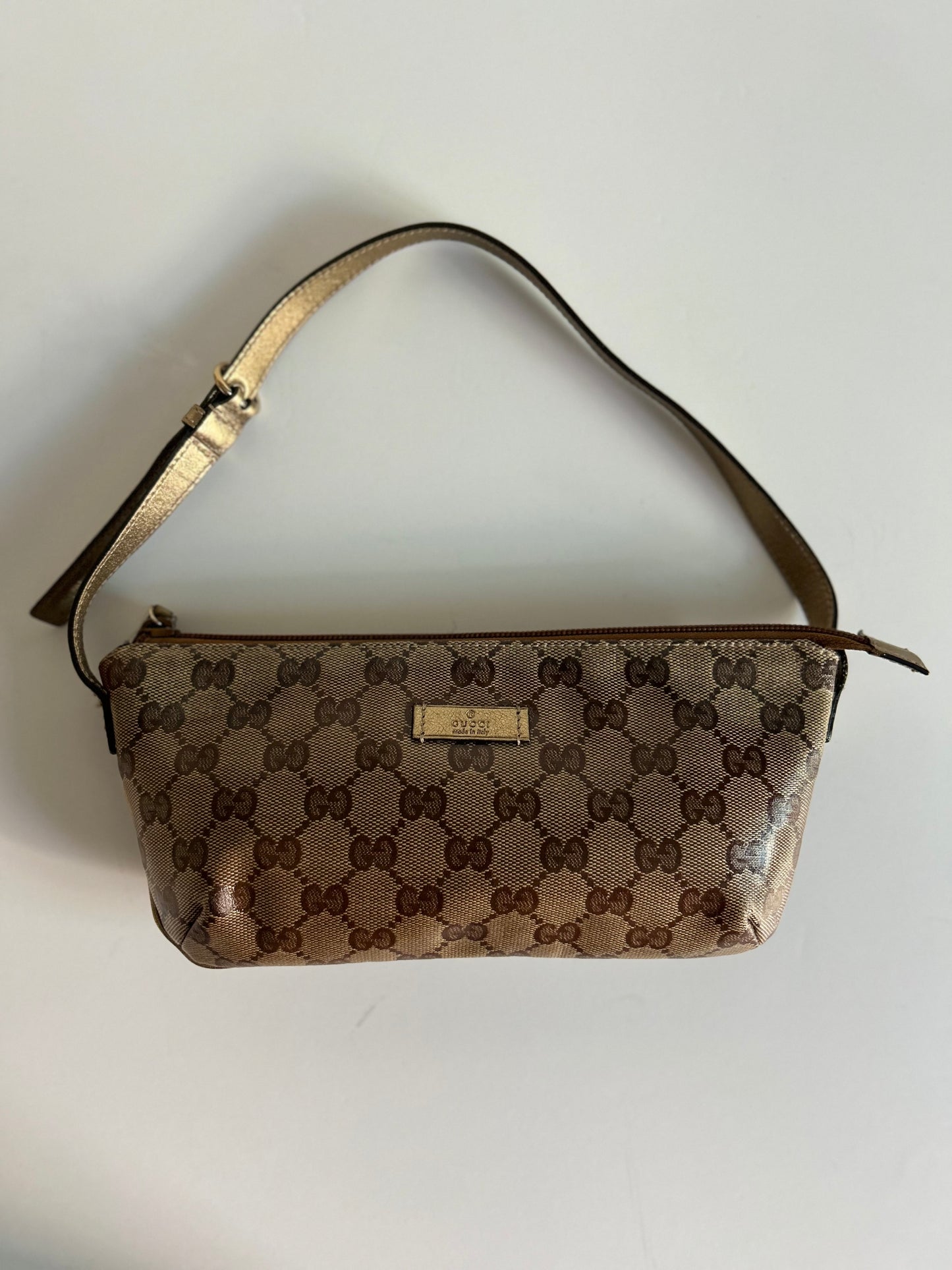 Designer Vintage Gucci GG Crystal Canvas Mini Shoulder Bag | Tom Ford Era Y2K Monogram Pochette