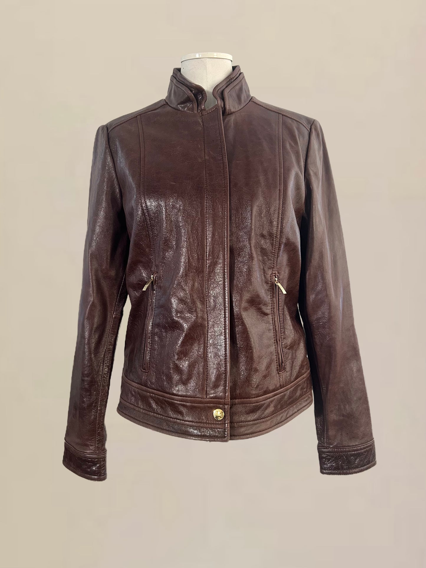 Vintage Laundry by Shelli Segal Brown Leather Jacket (2000s)