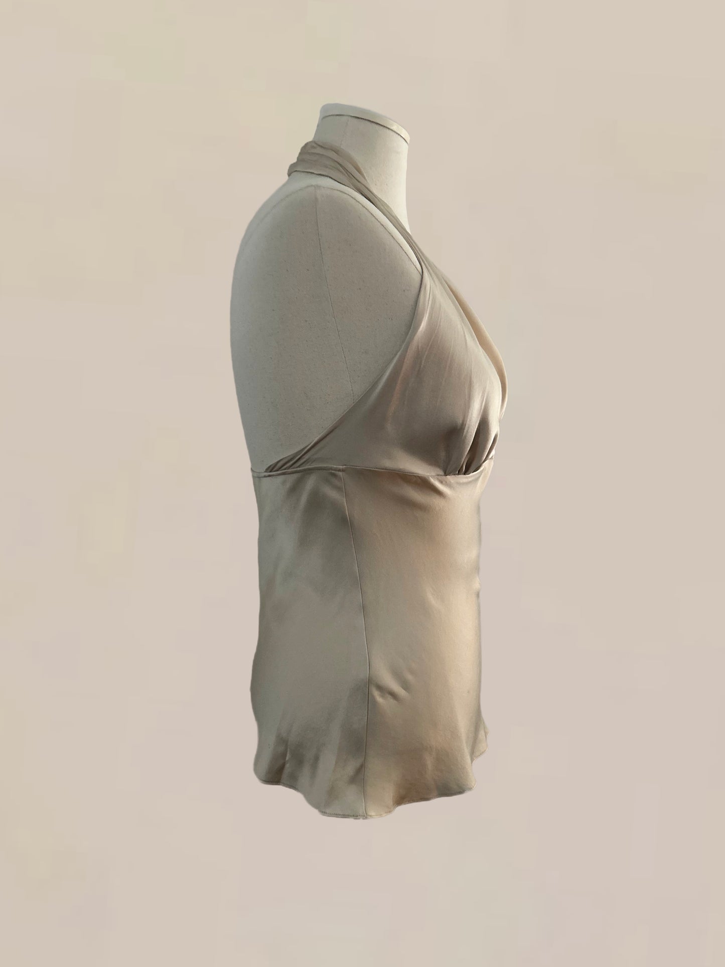 Champagne Silk Halter Top | Bias Cut | Minimalist Evening Top
