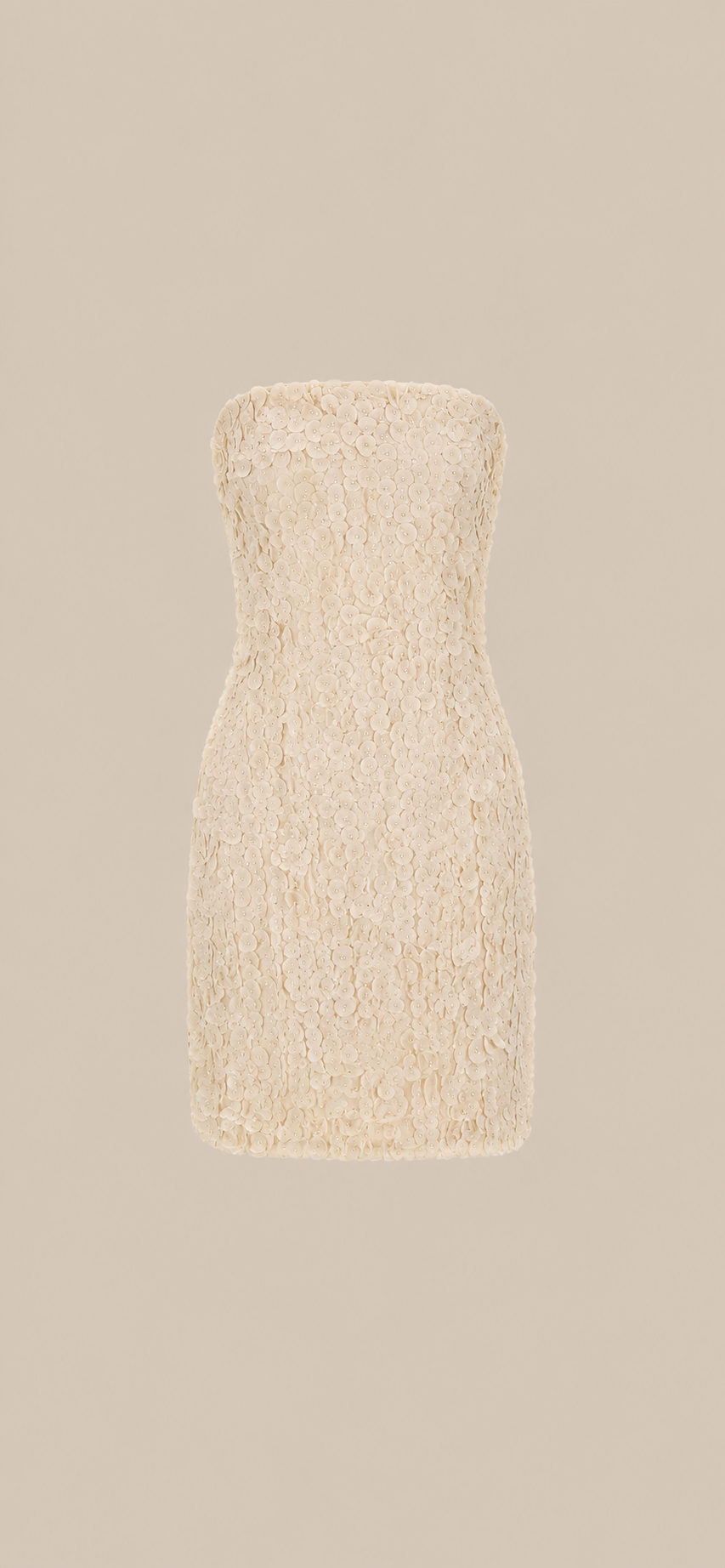 French Connection Ivory Paillette Appliqué Strapless Cocktail Dress | Y2K Occasion Dress