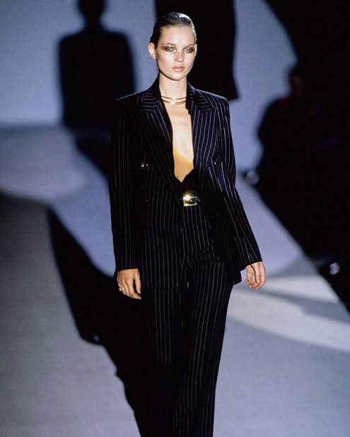 Designer Vintage Gucci by Tom Ford Black Pinstripe Wool Suit – Iconic Runway 1990s - 2000s Era
