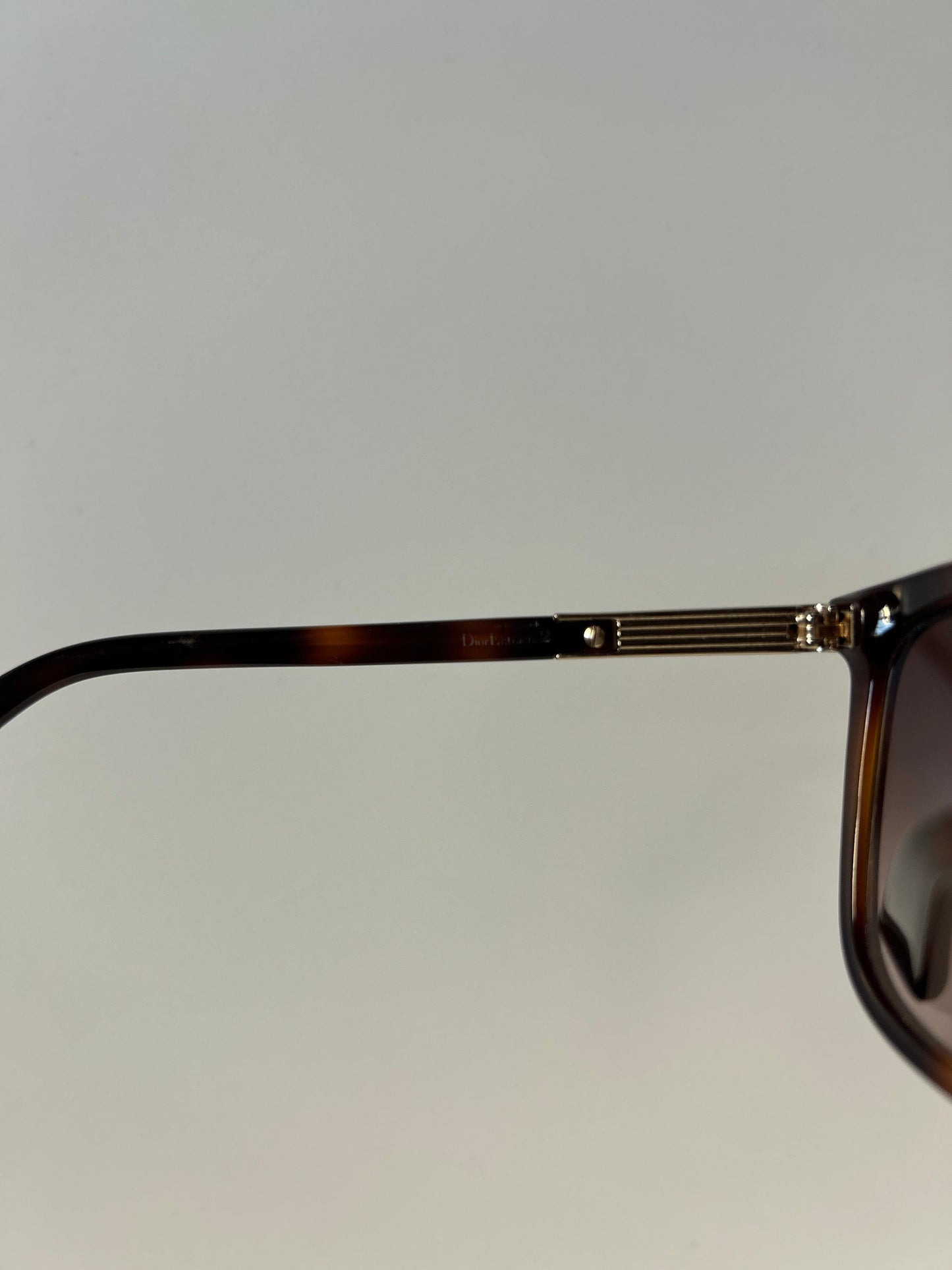 Designer Vintage Dior Tortoiseshell Sunglasses with Gold Hardware Accents