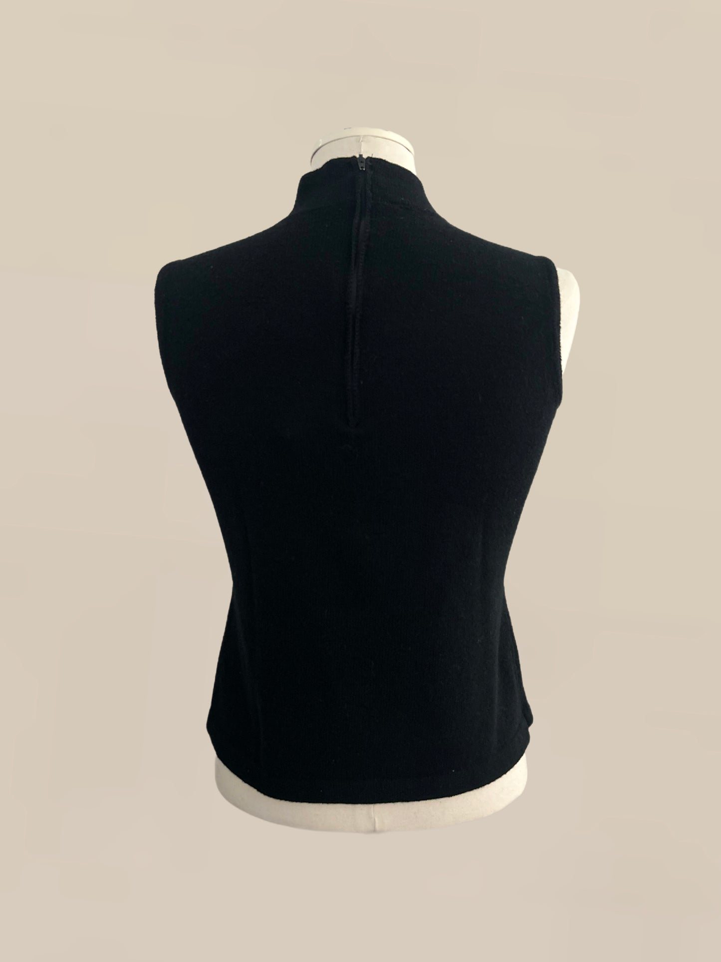 Vintage St. John Knit Sleeveless Wool Top – Black Mock Neck