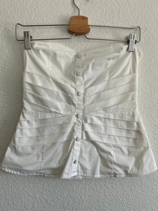 Vintage Sleeveless White Cotton Tube Top