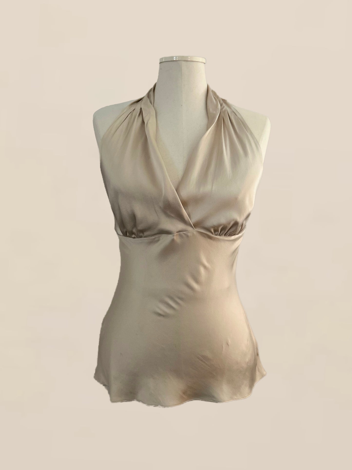 Champagne Silk Halter Top | Bias Cut | Minimalist Evening Top