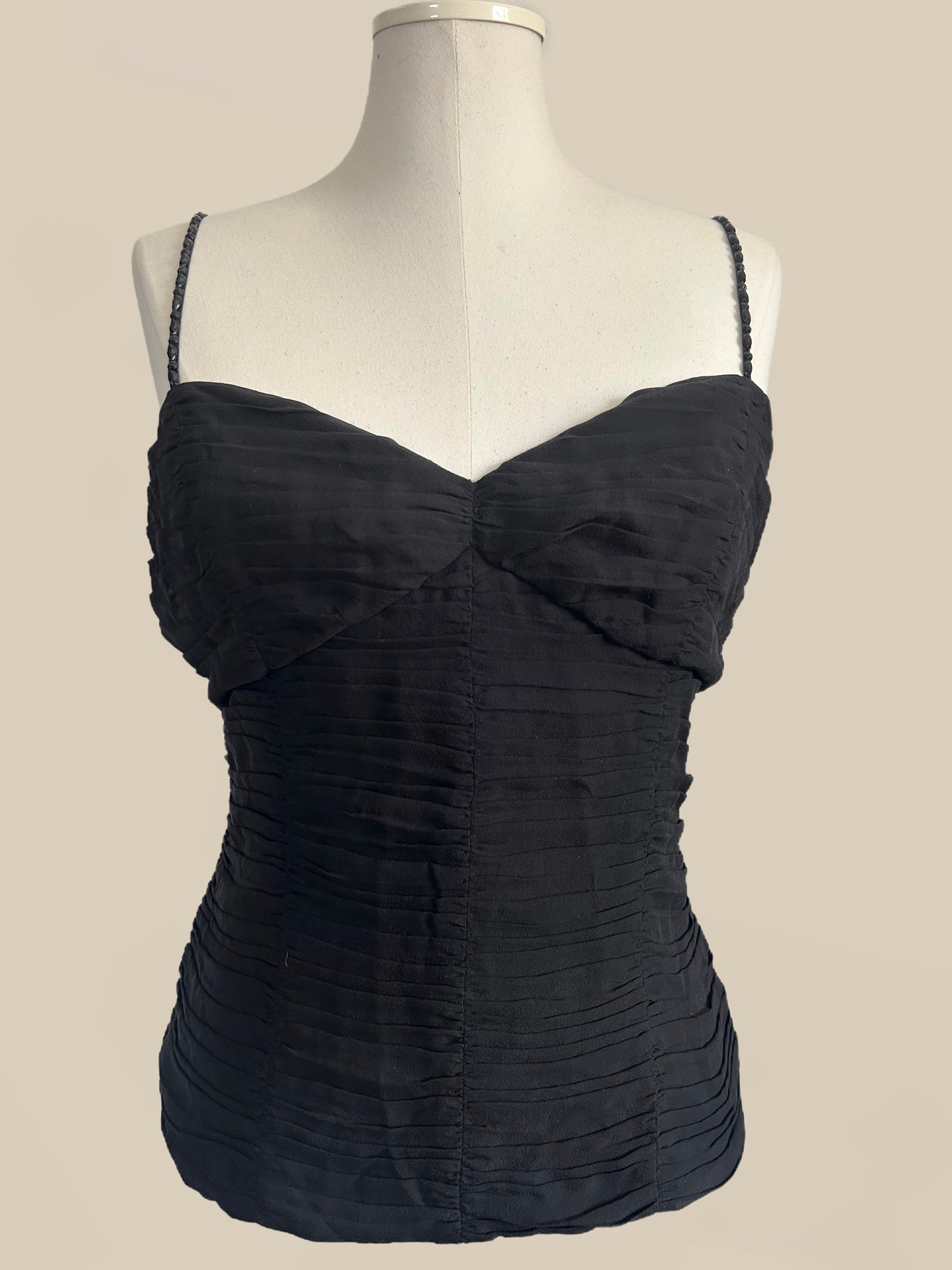 Vintage Bebe Silk Bustier Cami with Beaded Straps | 90s / Y2K Going Out Top