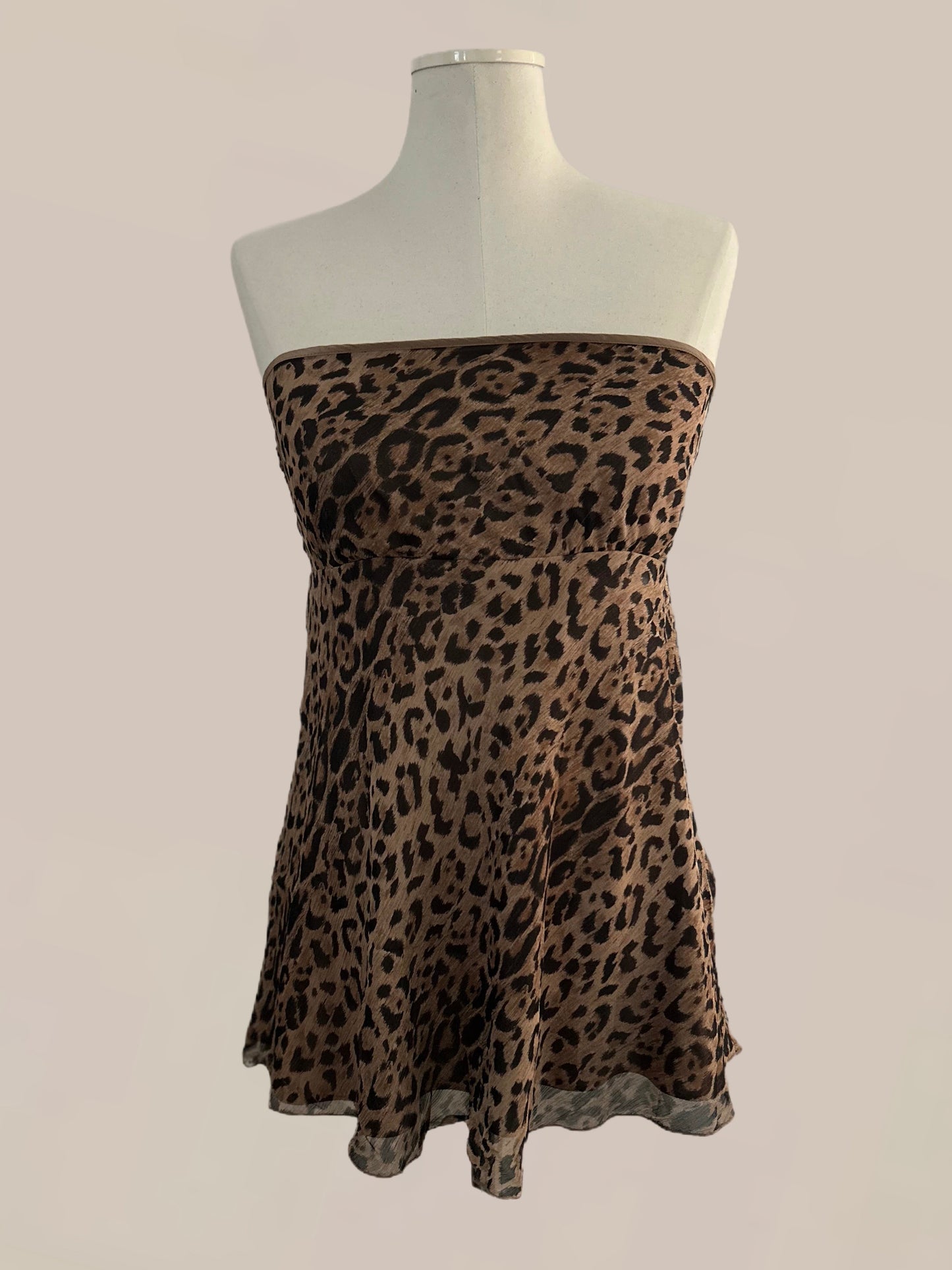 Vintage The Limited Leopard Print Silk Empire Waist Strapless Top