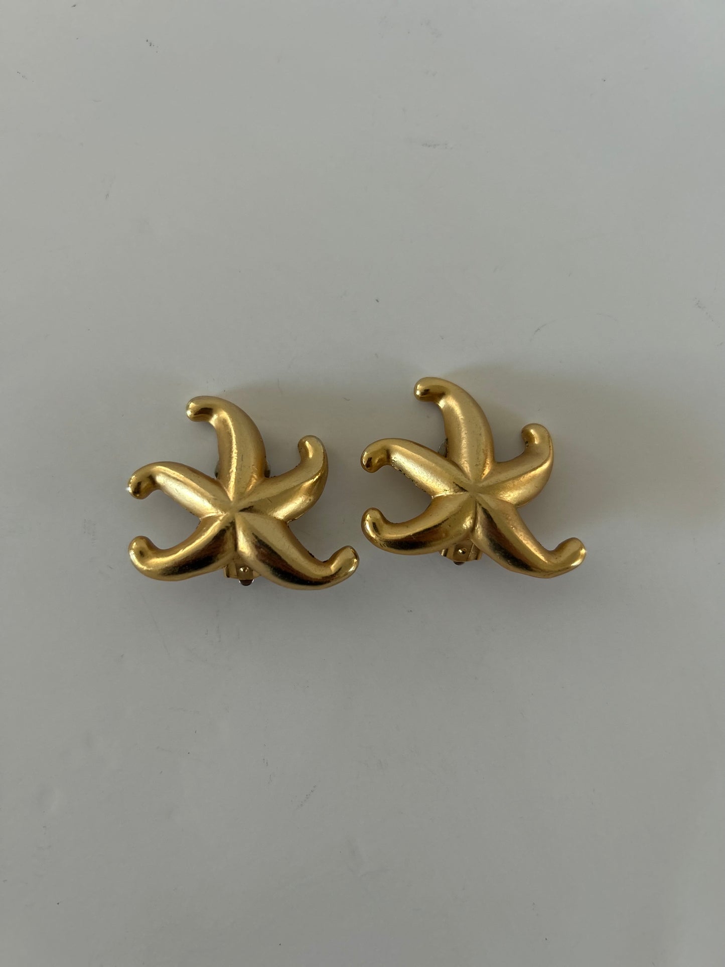 Vintage 1980's Kenneth Jay Lane Large Gold Starfish Earrings