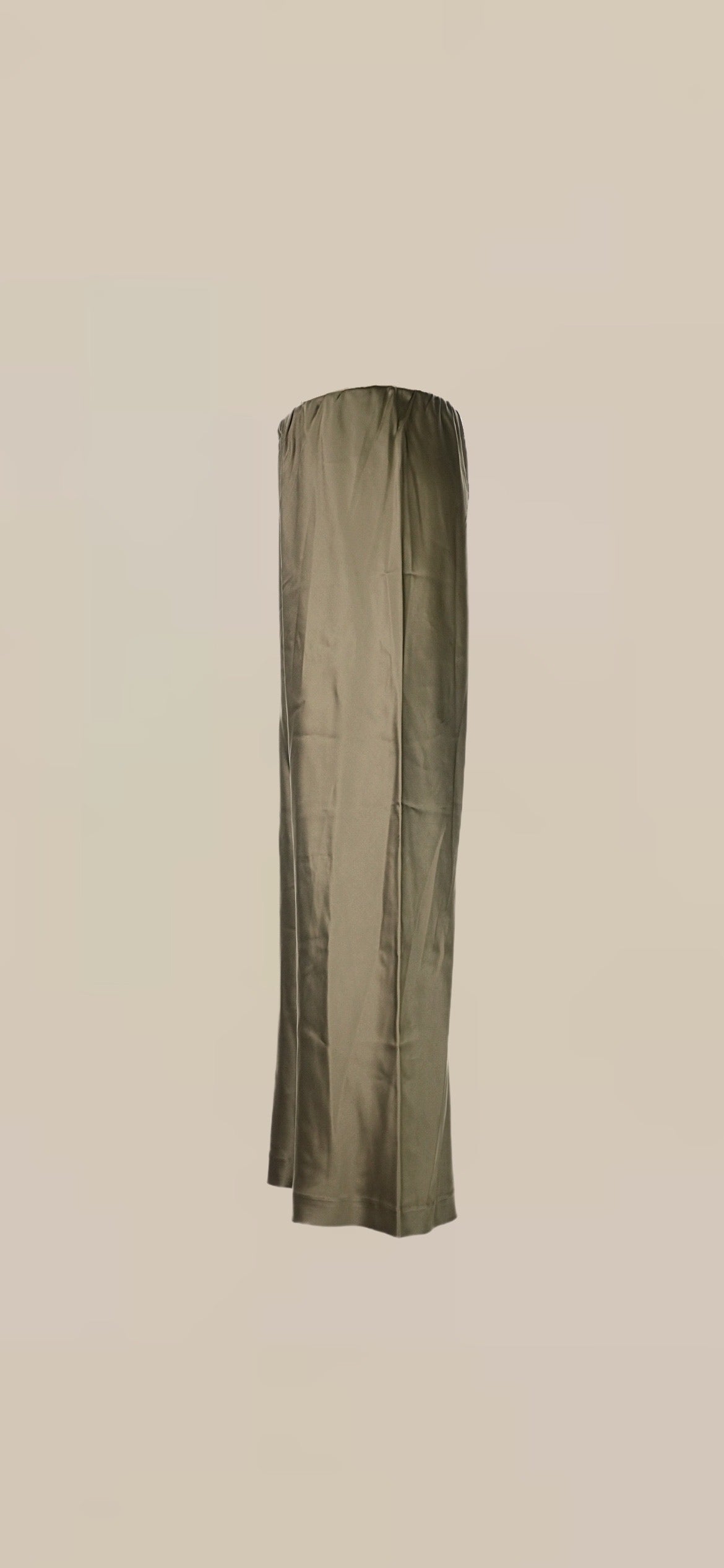 Lilly of Silk Olive Silk Wide-Leg Pants | Vintage Minimalist Luxury Lounge Trousers