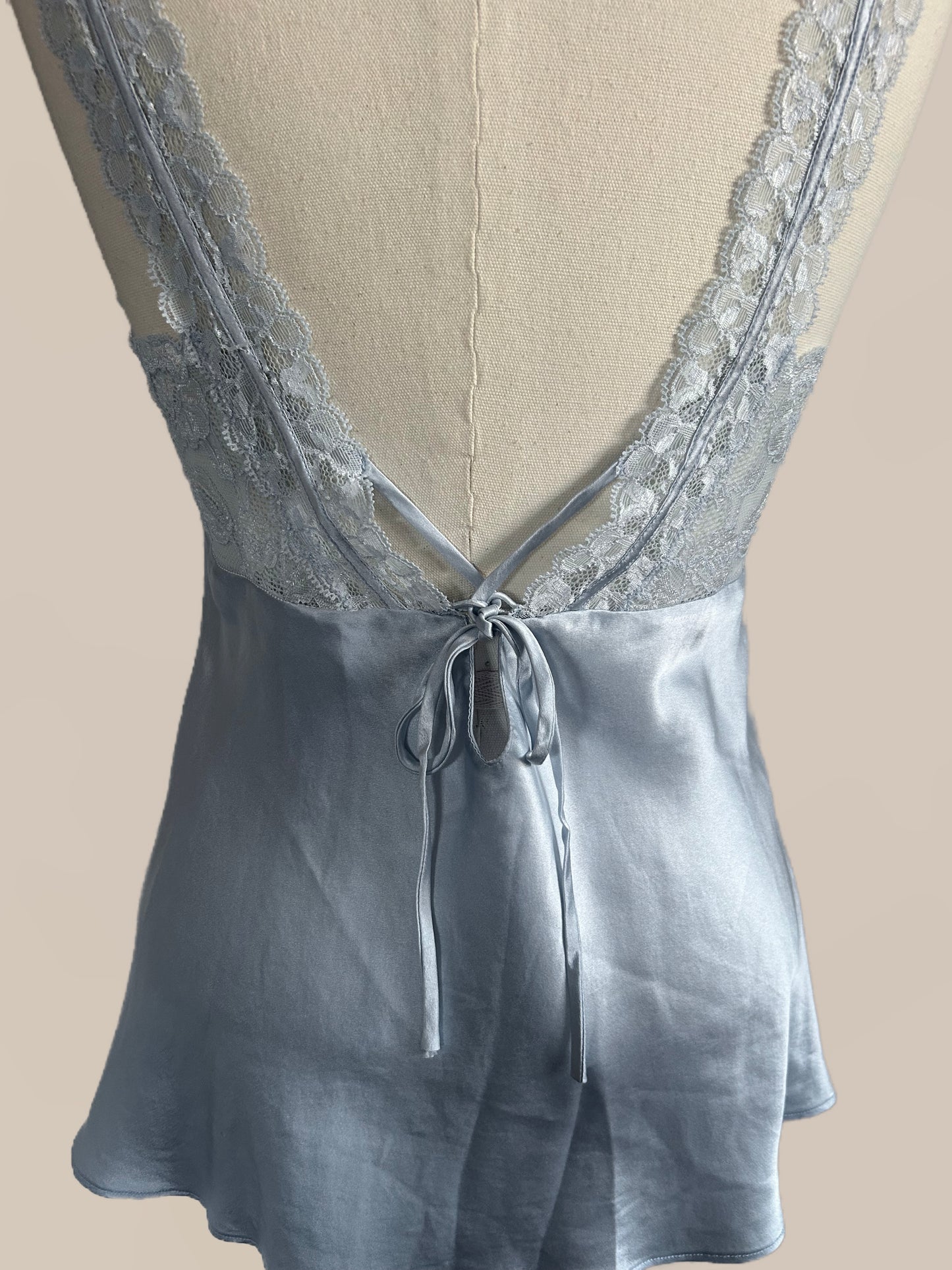 Vintage Silk & Lace Camisole Top | Powder Blue Romantic Y2K Blouse