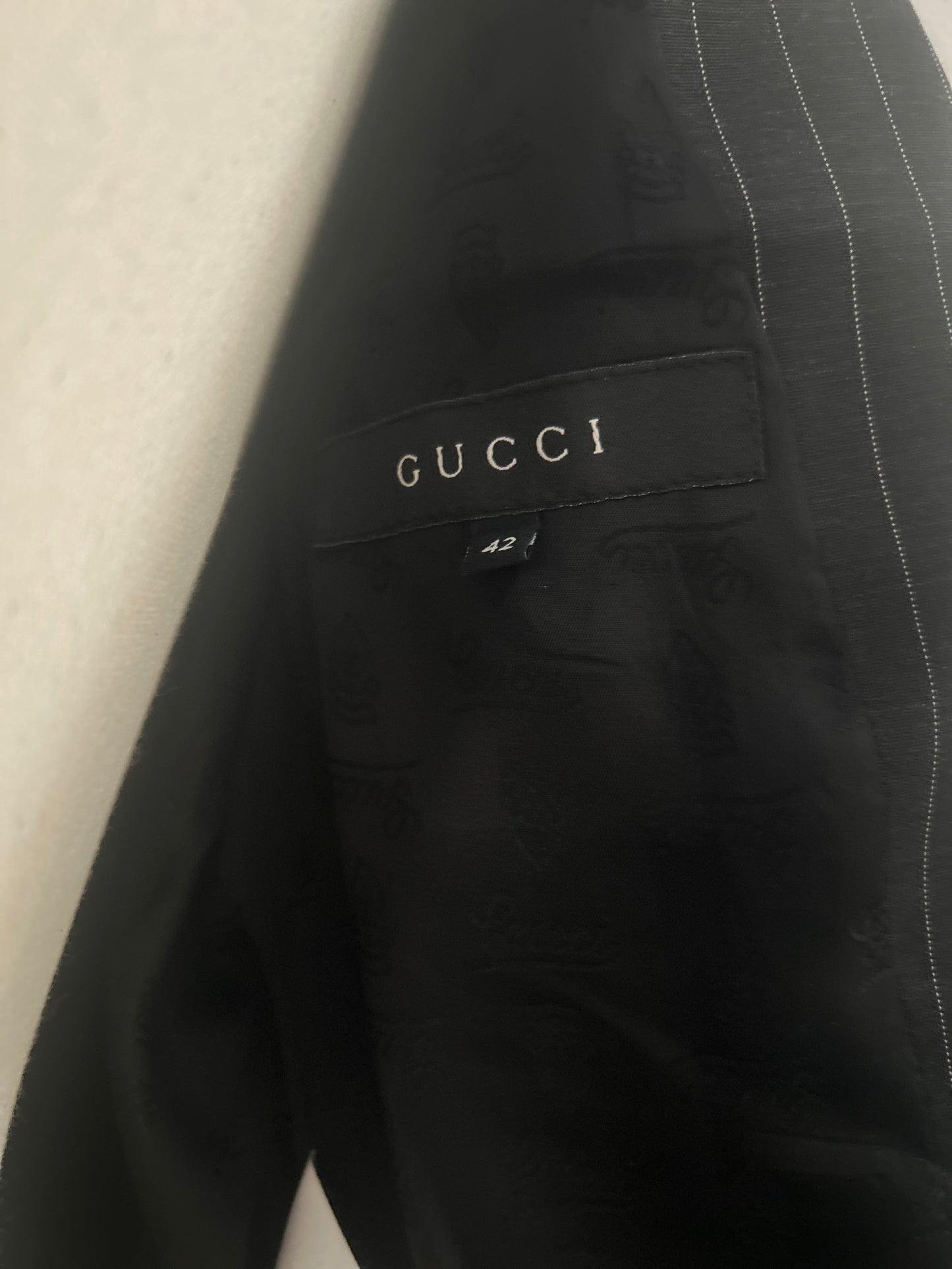 Designer Vintage Gucci by Tom Ford Black Pinstripe Wool Suit – Iconic Runway 1990s - 2000s Era