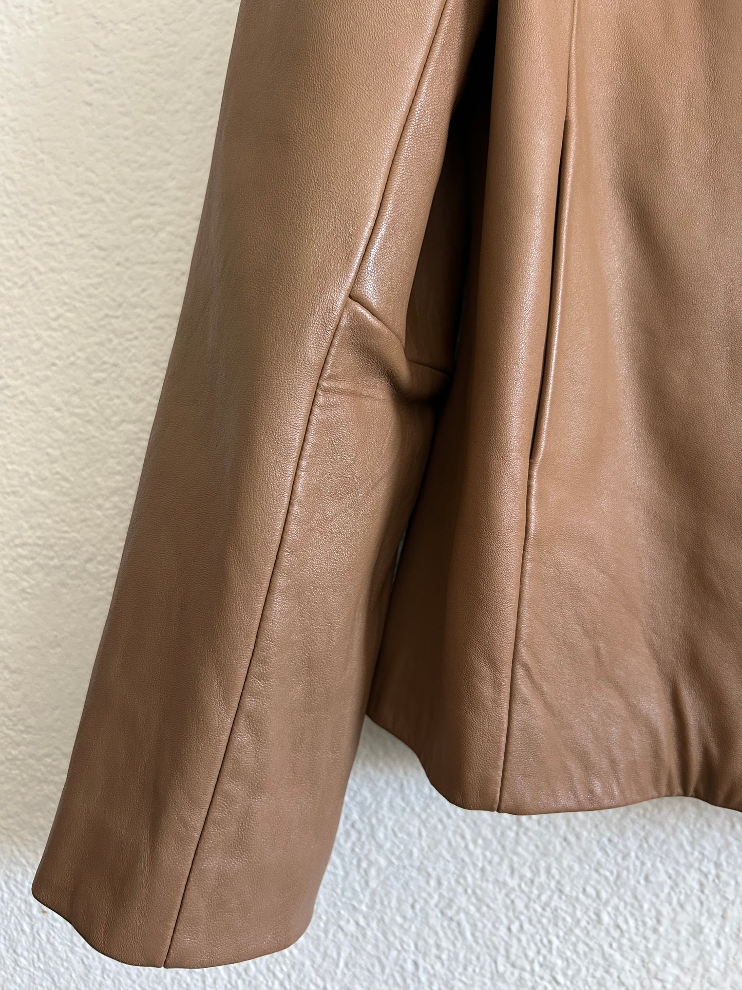Vintage Zip Up Collard Leather Jacket (Petite)