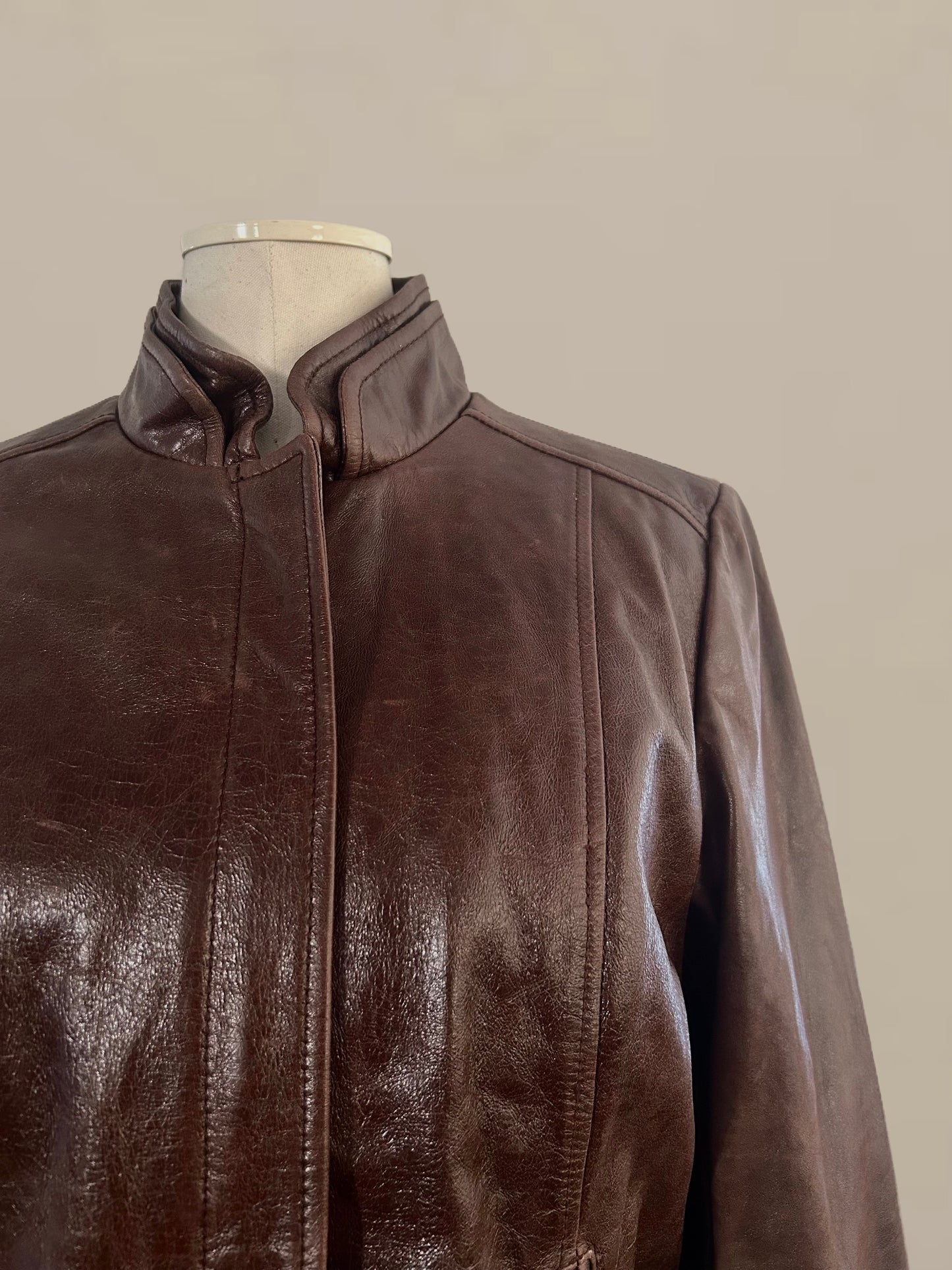 Vintage Laundry by Shelli Segal Brown Leather Jacket (2000s)