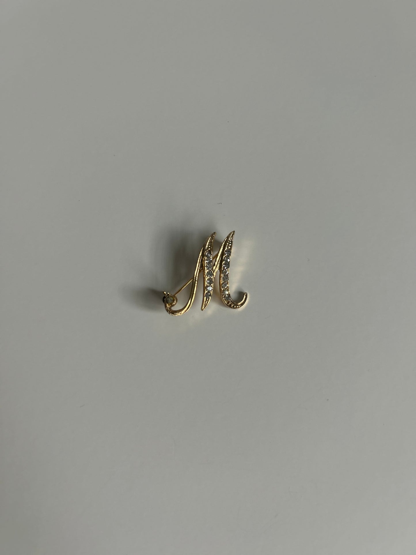 Vintage Rhinestone Monogram “M” Brooch