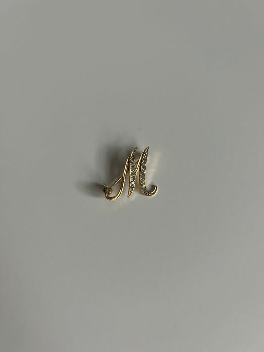 Vintage Rhinestone Monogram “M” Brooch