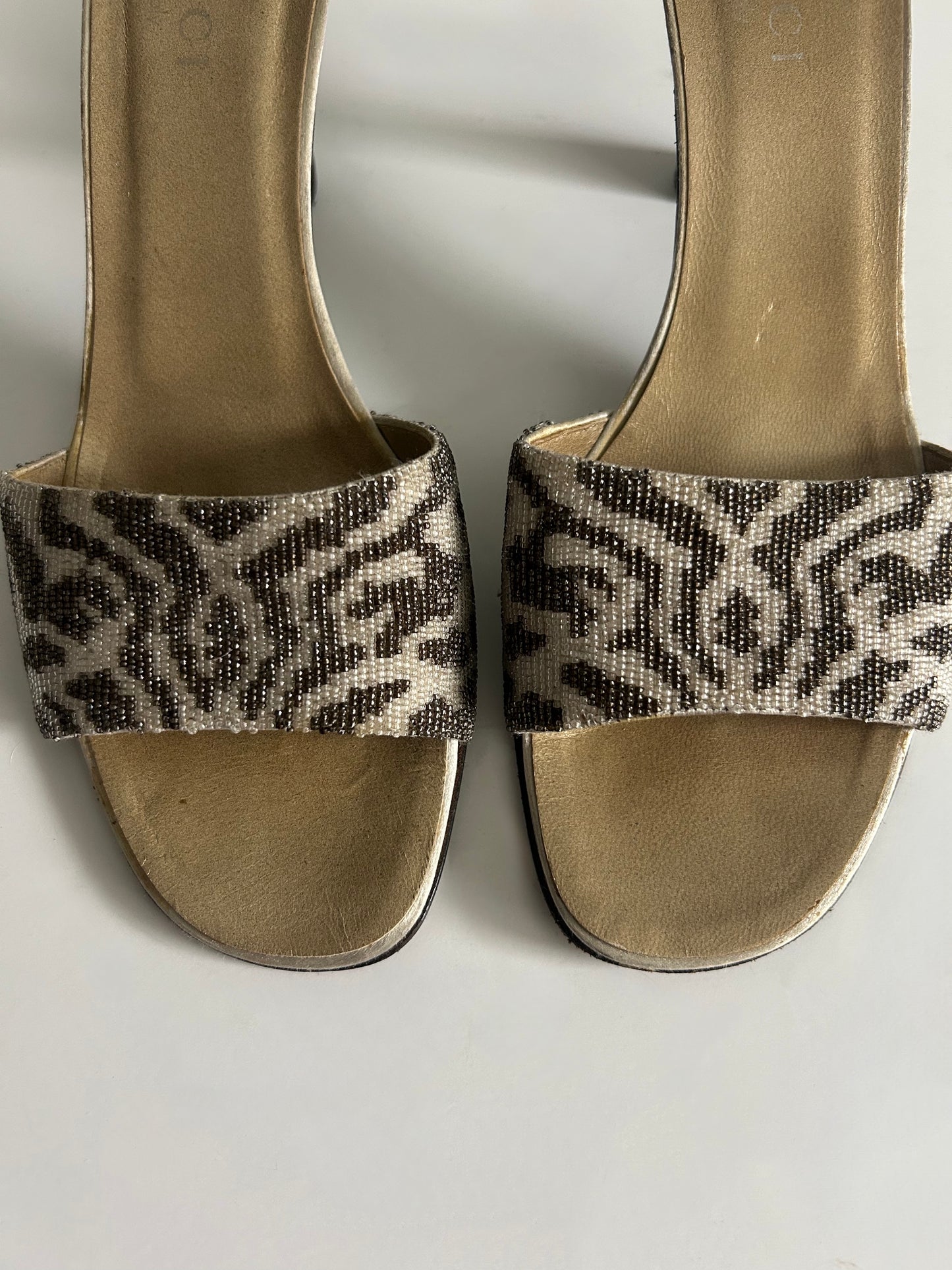 Designer Vintage Gucci Tom Ford Era Beaded Slide Sandals