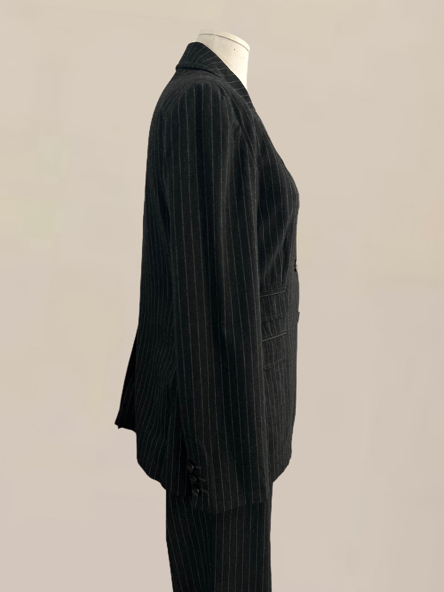 Vintage Designer Moschino Jeans Grey Pinstripe Wool Blend Suit - Late 1990s – Early 2000s