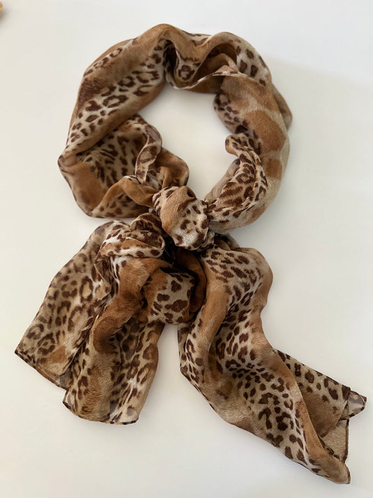 Vintage Animal Print Silk Scarf
