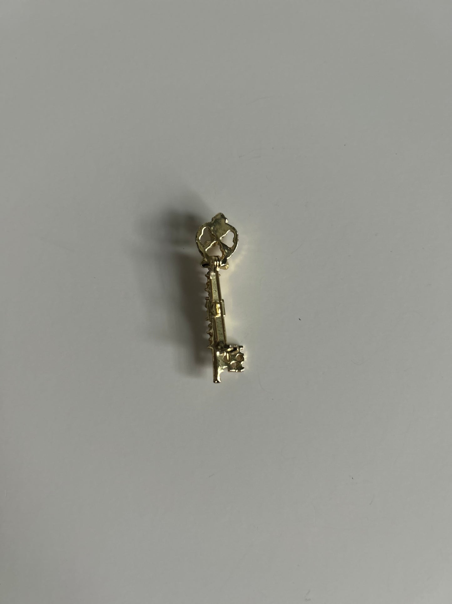 Vintage Pearl & Crystal Key Brooch