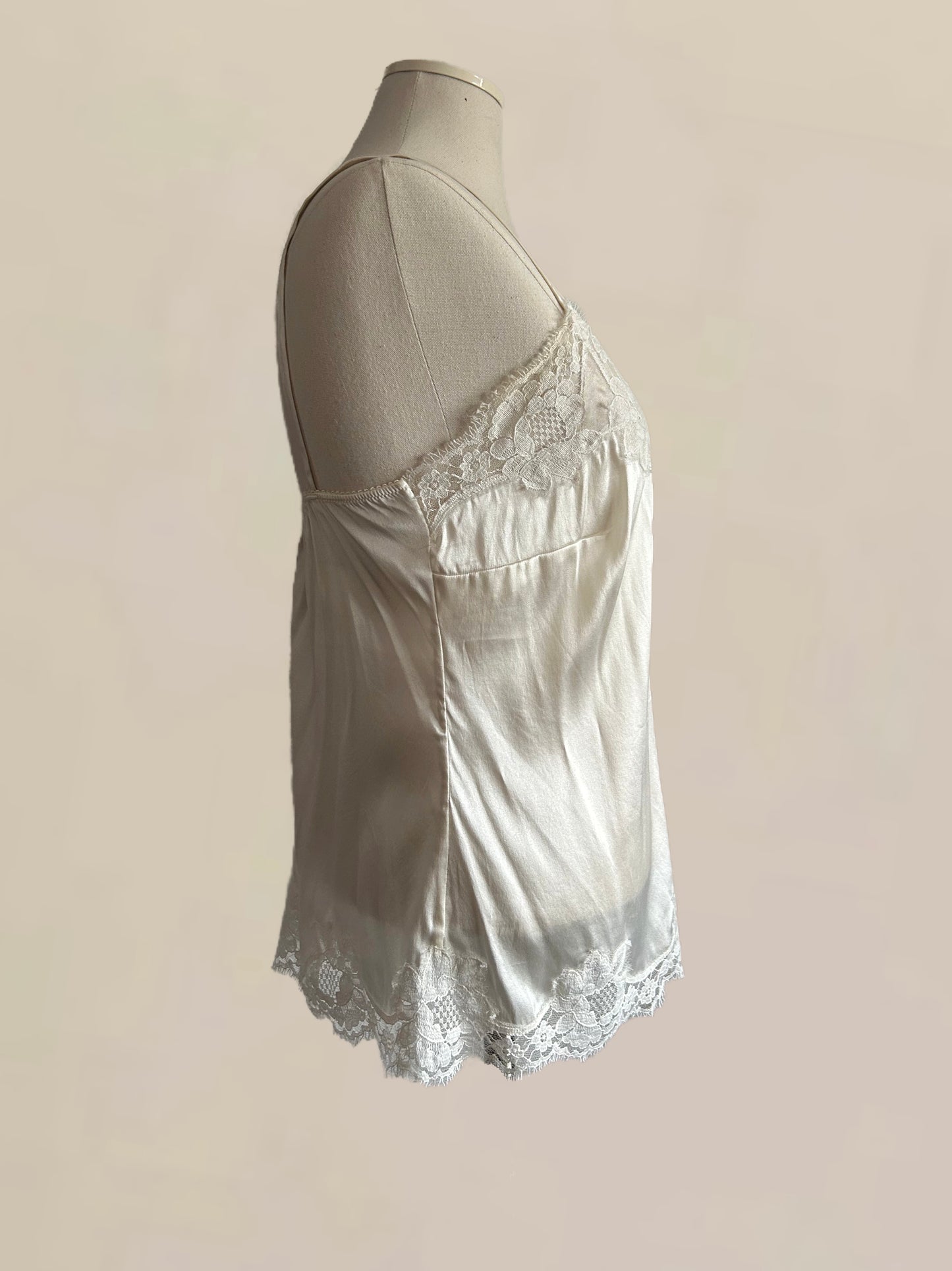 Designer Vintage Dolce & Gabbana White Silk Lace Camisole Top