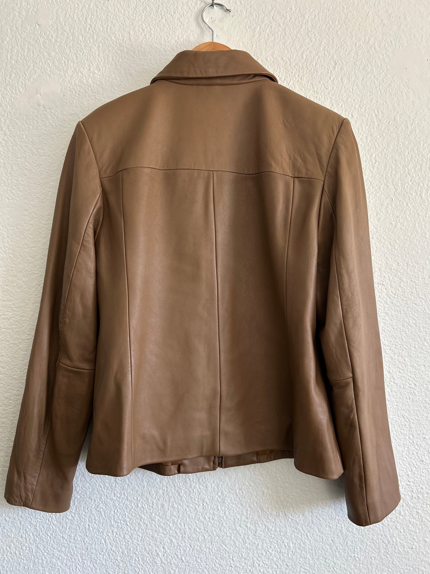 Vintage Zip Up Collard Leather Jacket (Petite)
