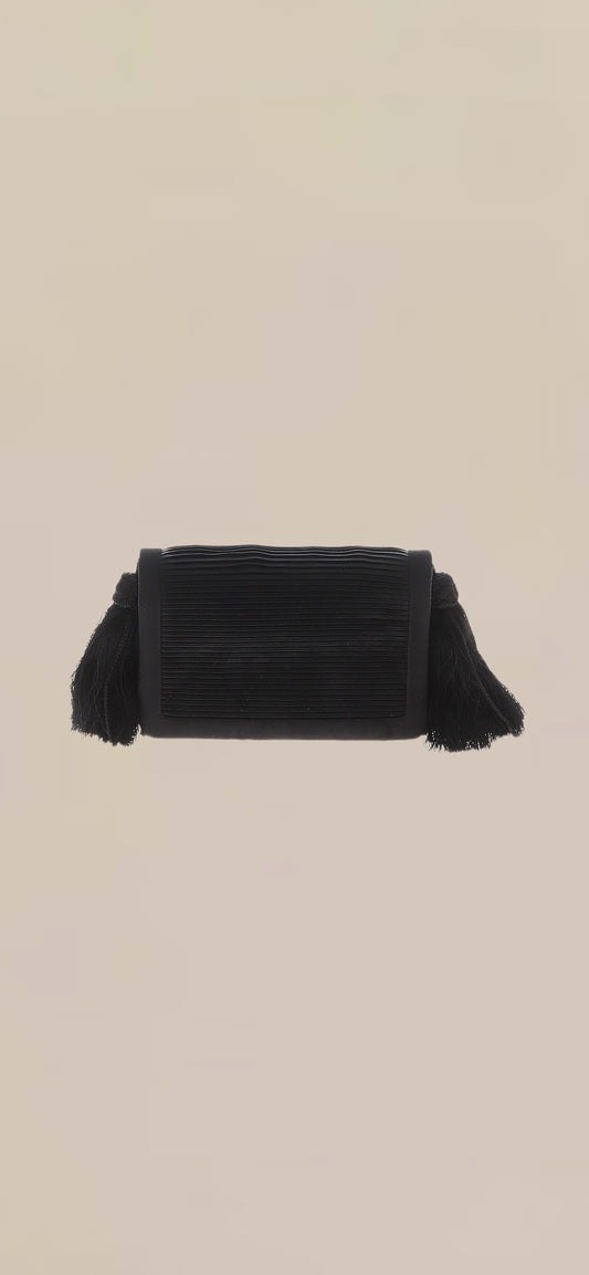 Vintage Neiman Marcus Black Tassel Clutch | Art Deco Inspired Evening Bag